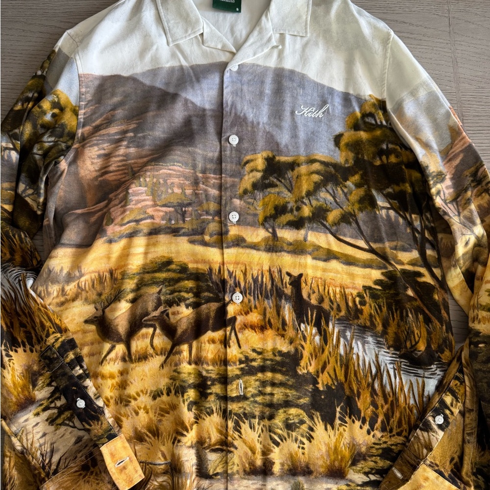 Kith Multicolor Scenic Print Silk Shirt